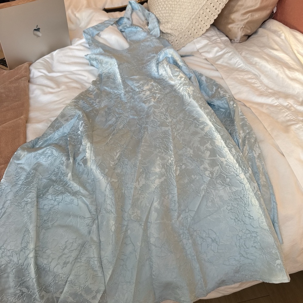 Cider Pale Blue Jacquard Prom Dress